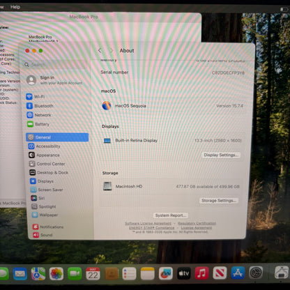 2020 Apple Mac Pro i5 1.4GHz 8GB RAM 512GB SSD Iris Plus Graphics Silver A2289