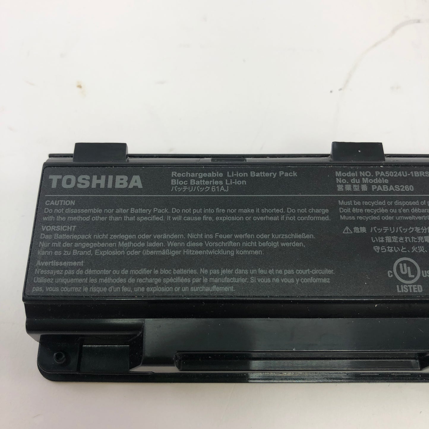 Toshiba  PS5024U-1BRS Rechargeable Li-ion Battery Pack PABAS260