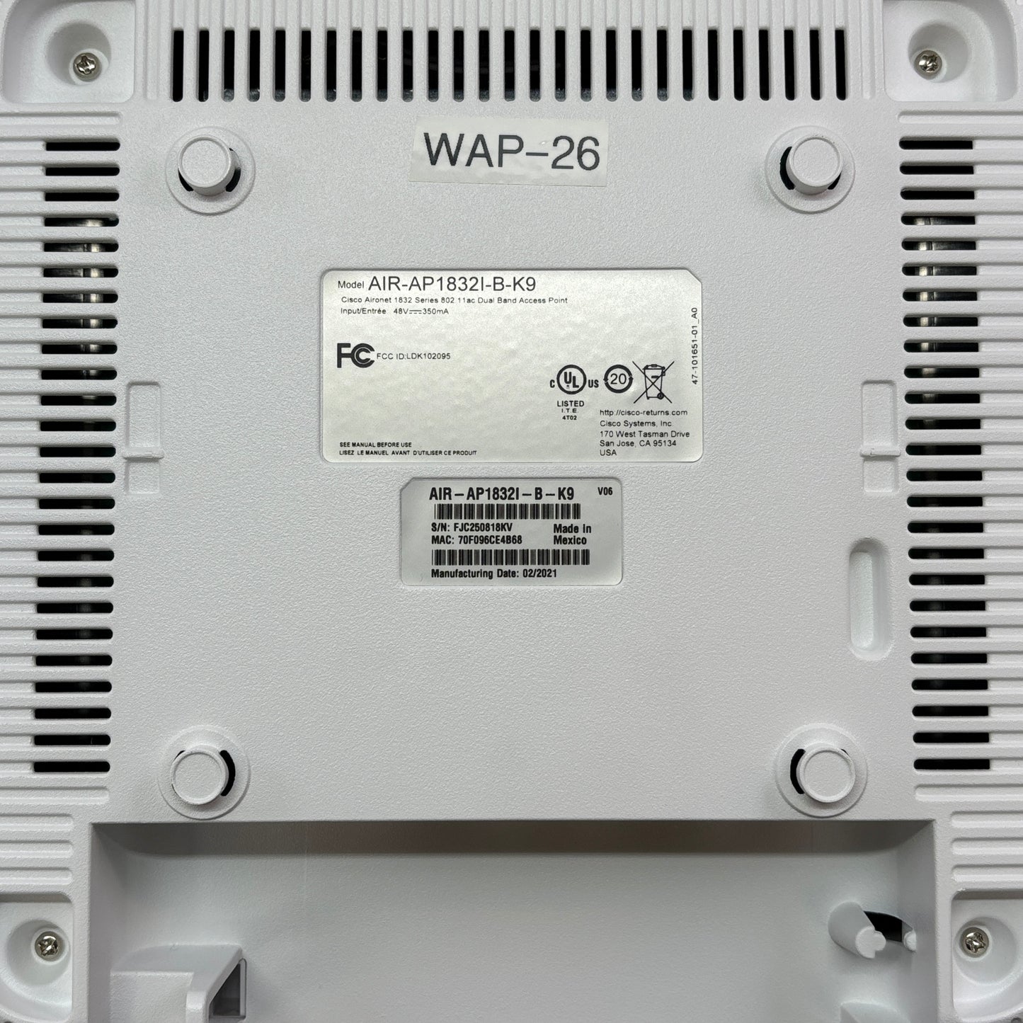 Lot of 2 Cisco Aironet 1830 Wireless Access Point AP1832-B-K9