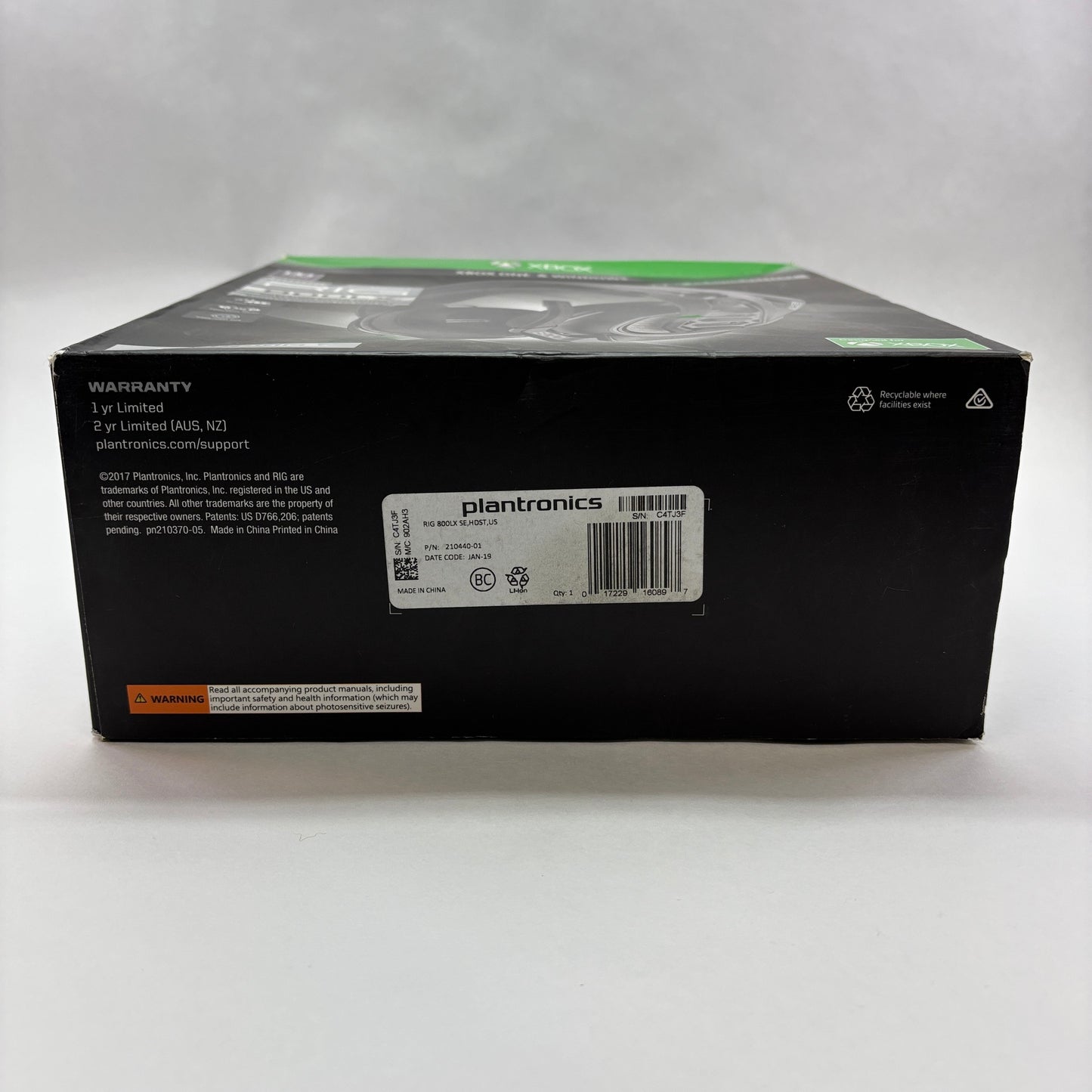 Plantronics Rig 800LX Black 902AH3 Wired Gaming Headset Xbox One  / PC