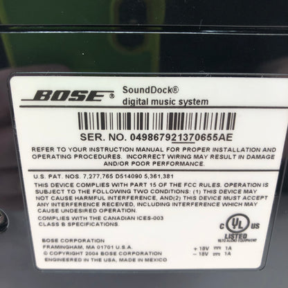 Bose SoundDock Digital Music System Black 2137 No Remote