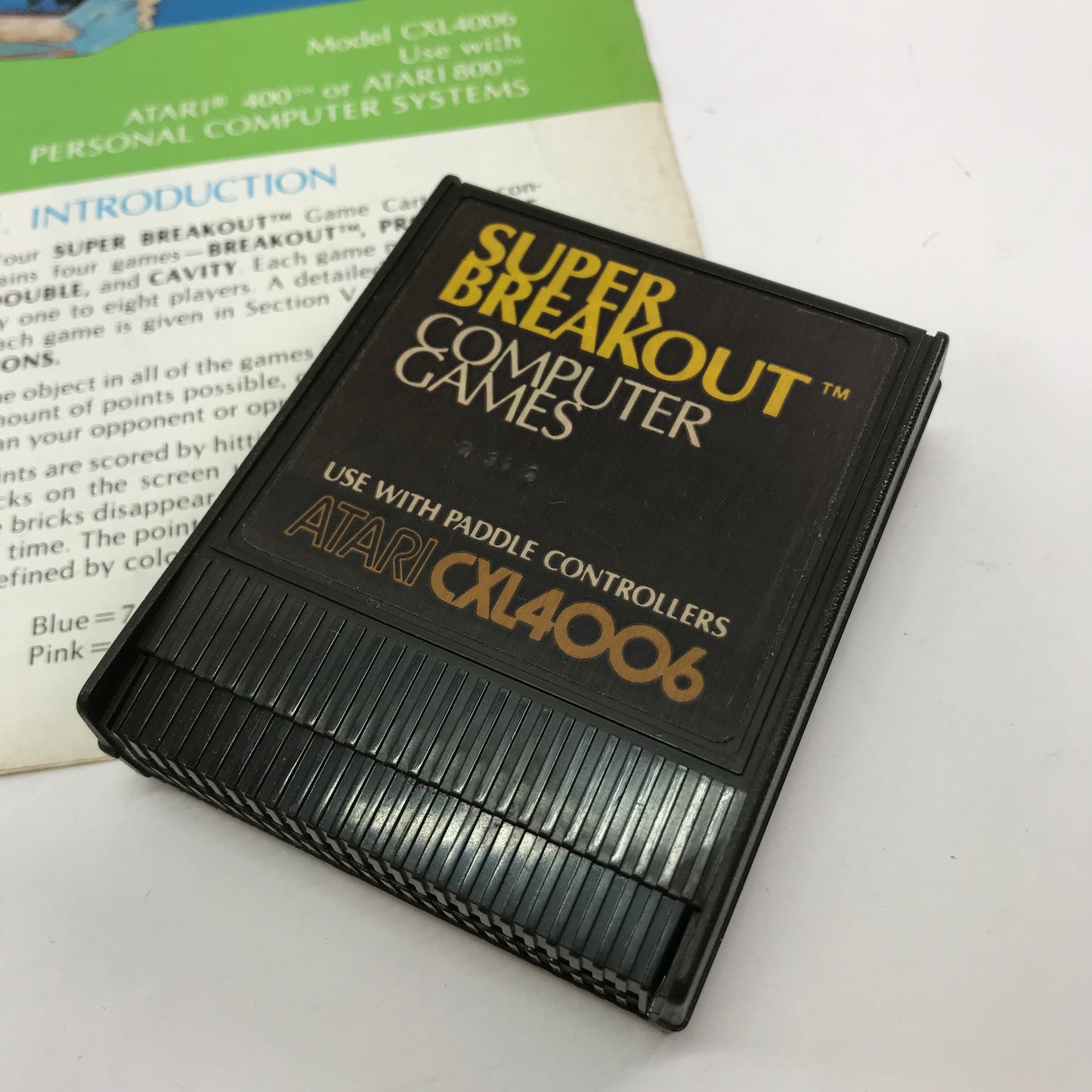 Super Breakout (Atari 400, 1979) Cartridge and Manual Only