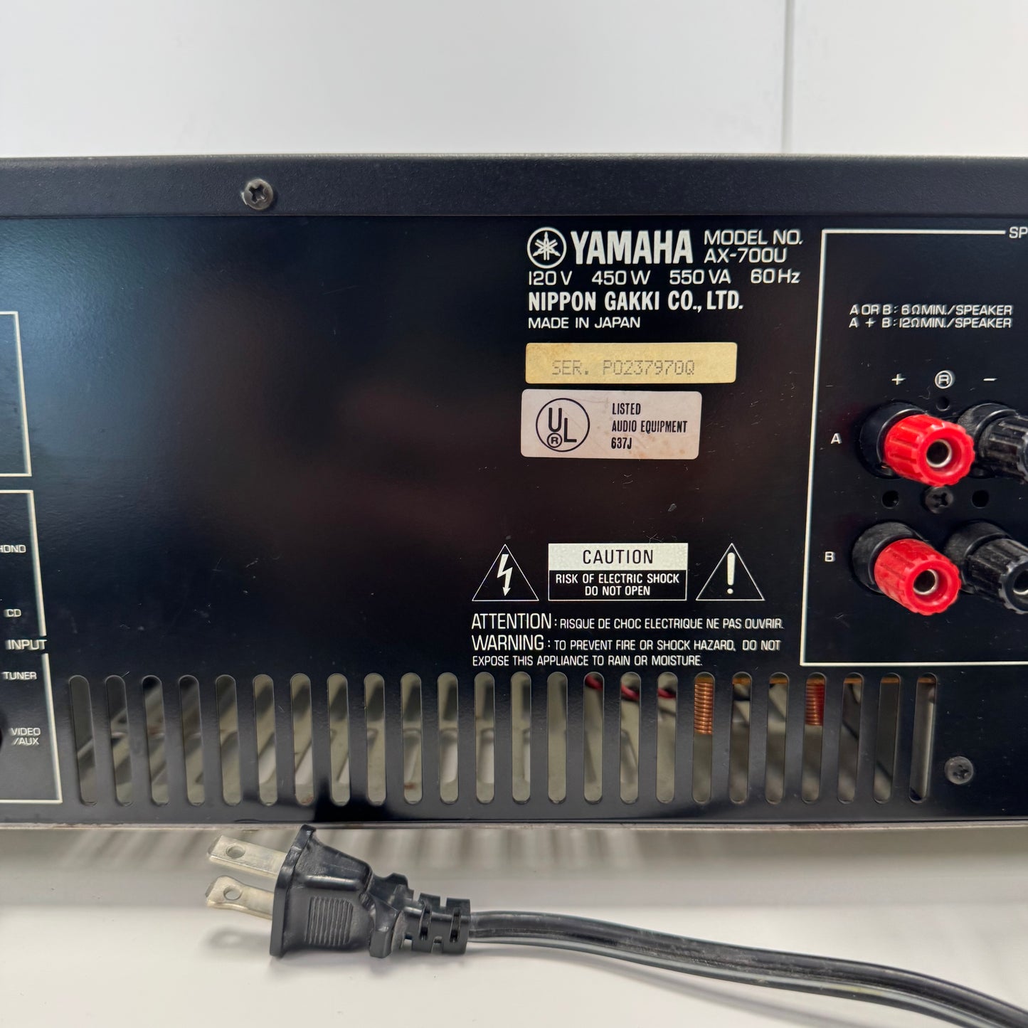 Yamaha AX-700U 110W 8-ohm 2 Channel Stereo Amp AMPG1US1BLK READ