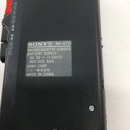 Broken Sony M-470 Cassette Recorder MicroCassette Clear Voice No Power READ