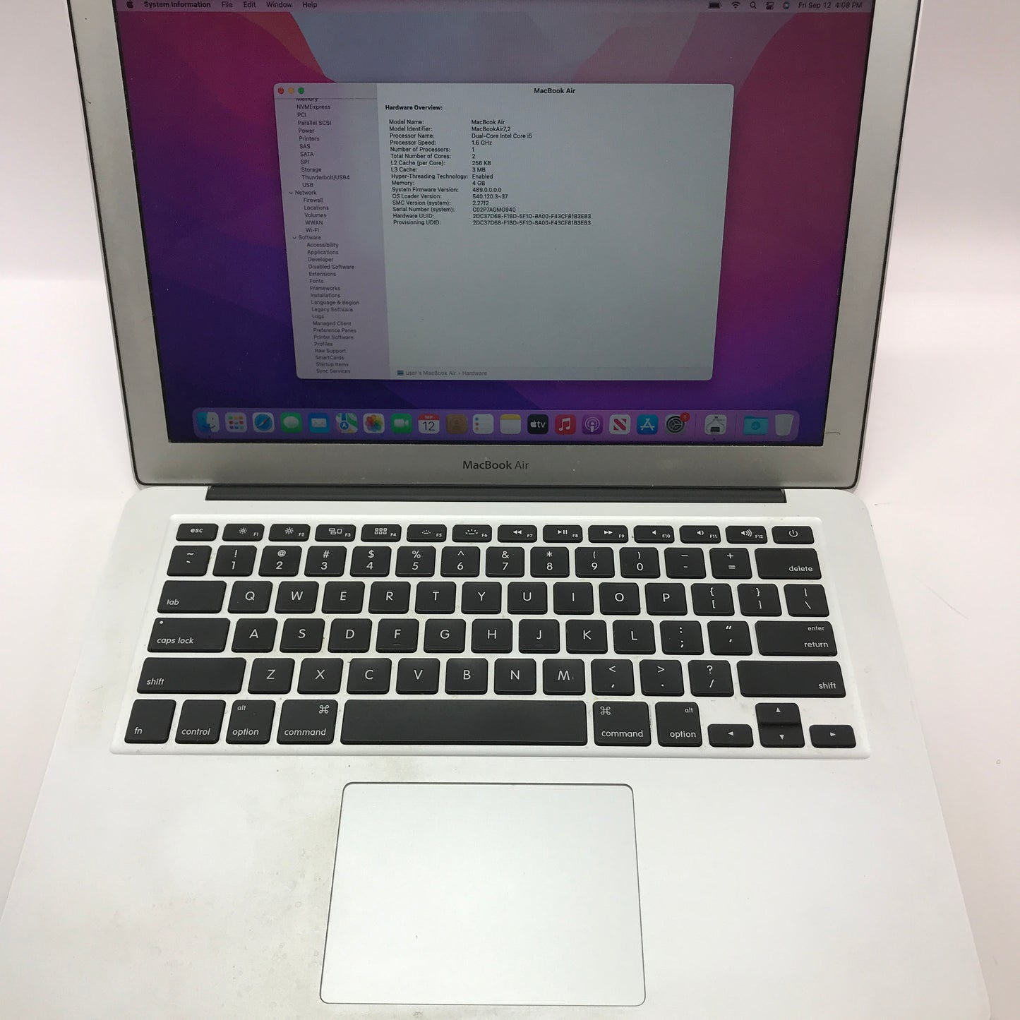 2015 Apple MacBook Air 13.3" i5 1.2GHz 4GB RAM 128GB SSD Silver A1466