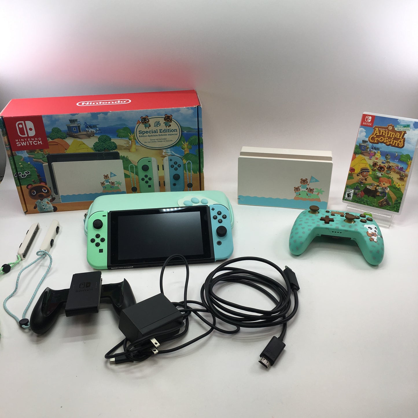Nintendo Switch v1 Video Game Console HAC-001 Animal Crossing Edition w Box