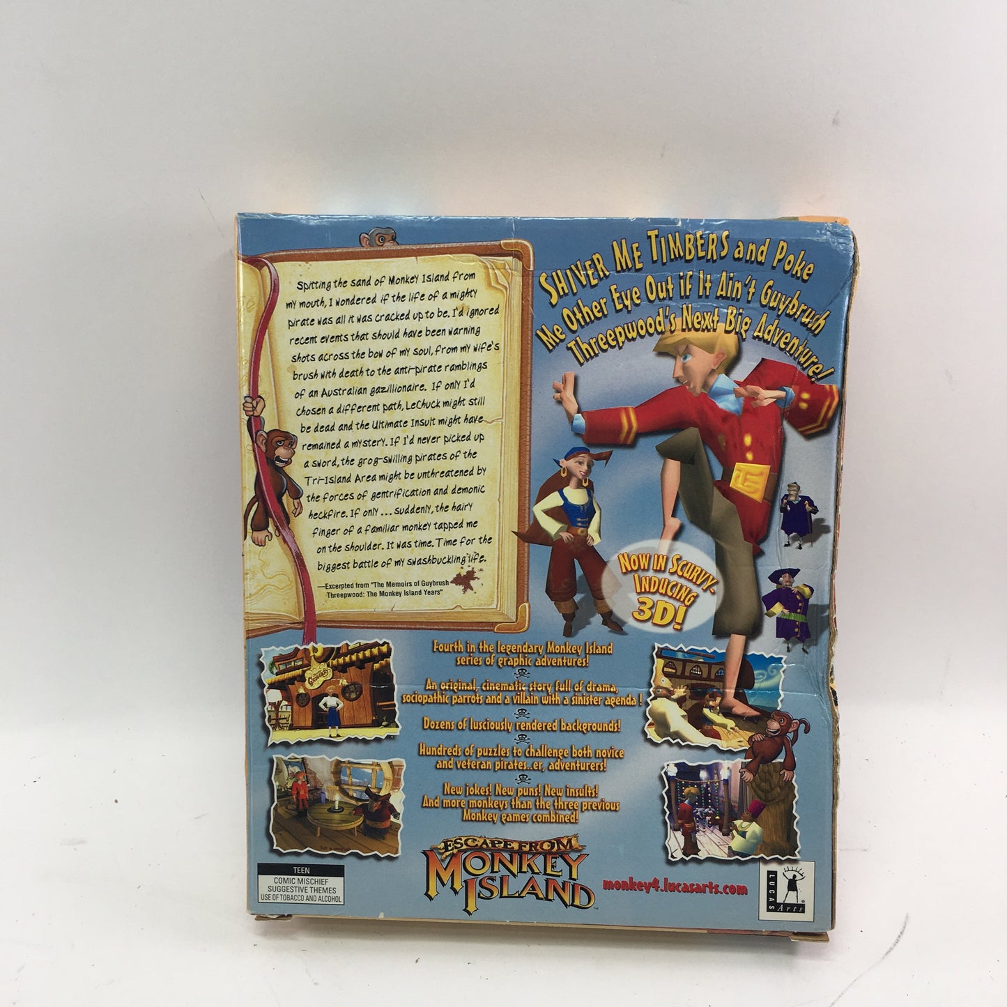 Escape from Monkey Island (PC, 2000) Complete  Original Box CIB Sealed Play Disc