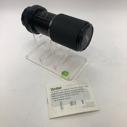 Vivitar 70-210mm f/4.5 70-210mm f/4.5, Pentax K Mount Macro Focusing Lens w/Caps