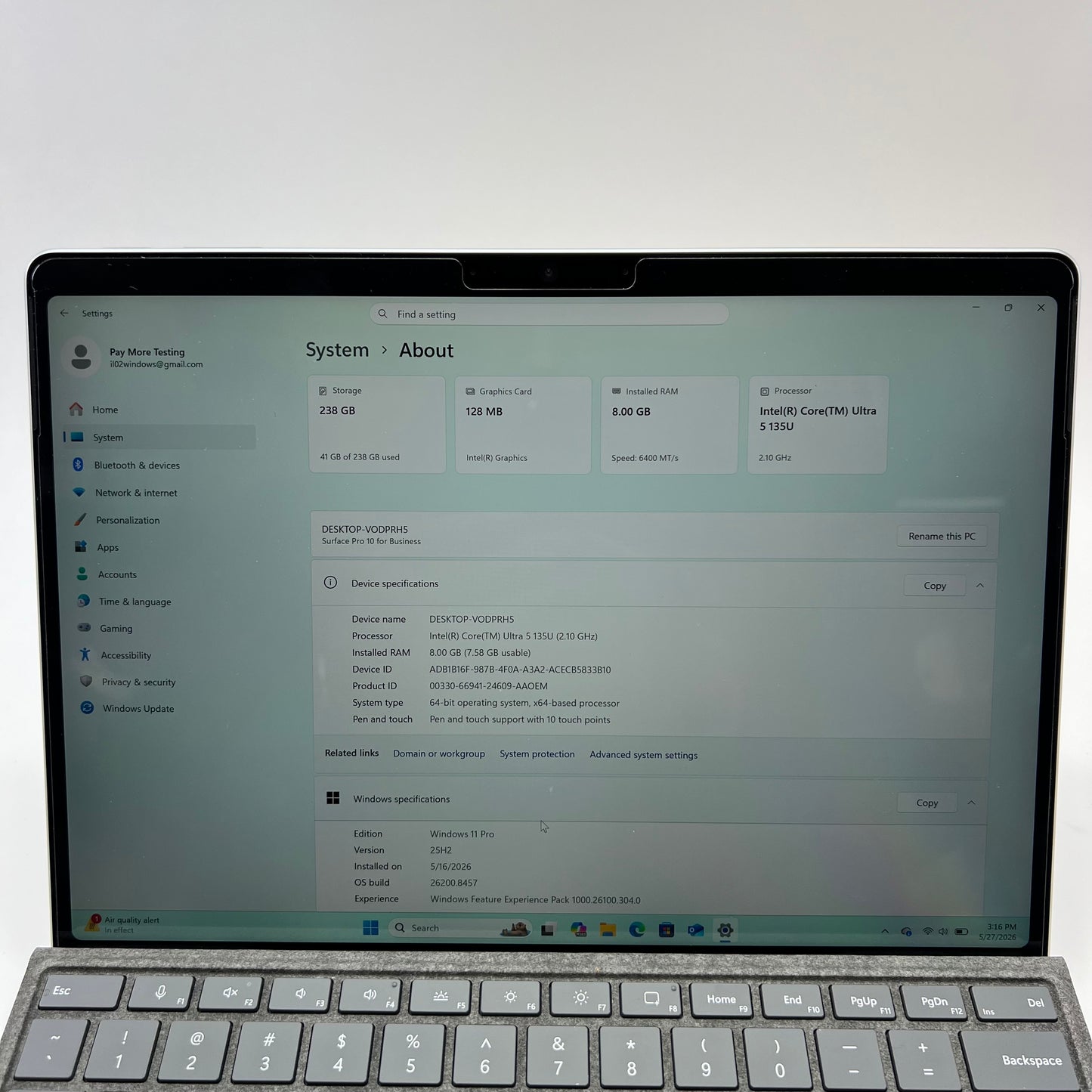 Microsoft Surface Pro 10 for Business 2079 13" Core Ultra 5 135U 2.1GHz 8GB RAM