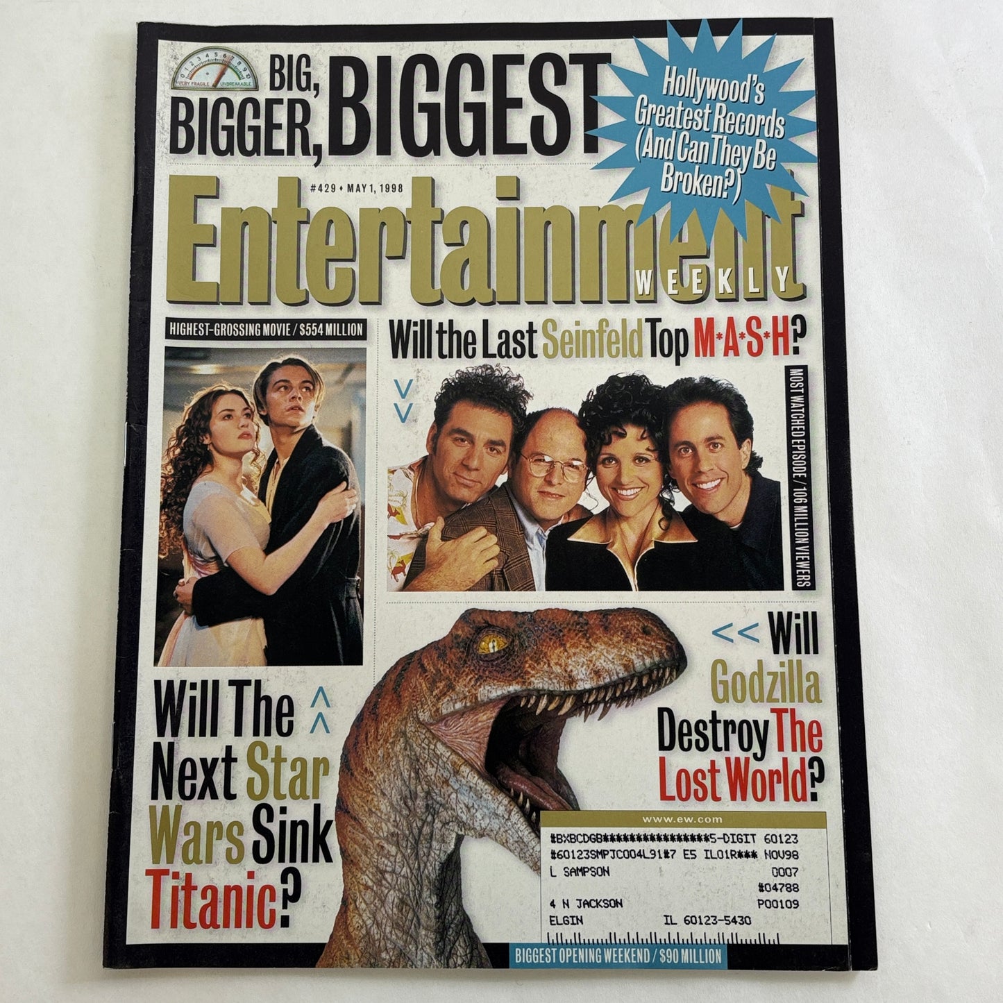 Entertainment Weekly Magazines Lot of 42 Jan 1994-Nov 1998