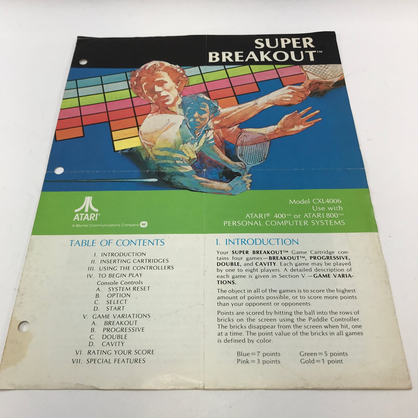 Super Breakout (Atari 400, 1979) Cartridge and Manual Only