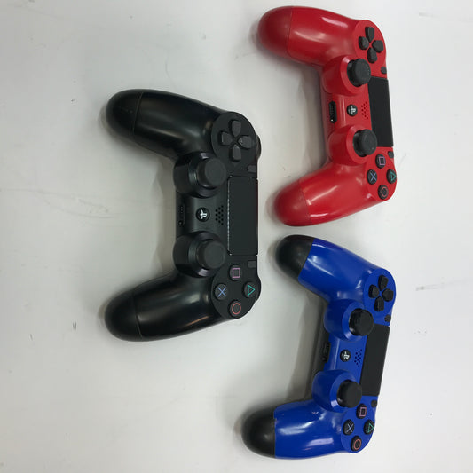 Used Lot of 3 Sony PlayStation 4 PS4 Wireless Controllers [Blue, Red, Black]