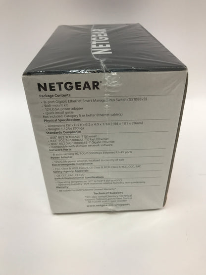 New Netgear Gigabit Ethernet Switch, 8 port 8-Port Gigabit Managed Switch GS108E