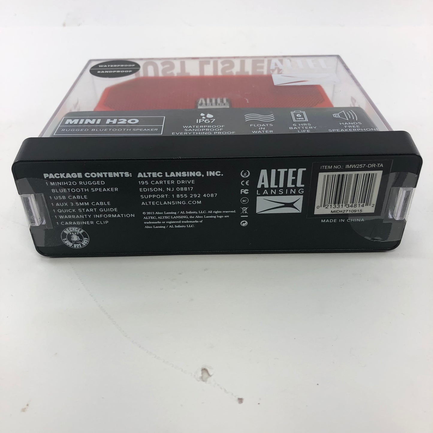 Altec Lansing Mini H20 Bluetooth Speaker Red IMW257-DR-TA New In Box