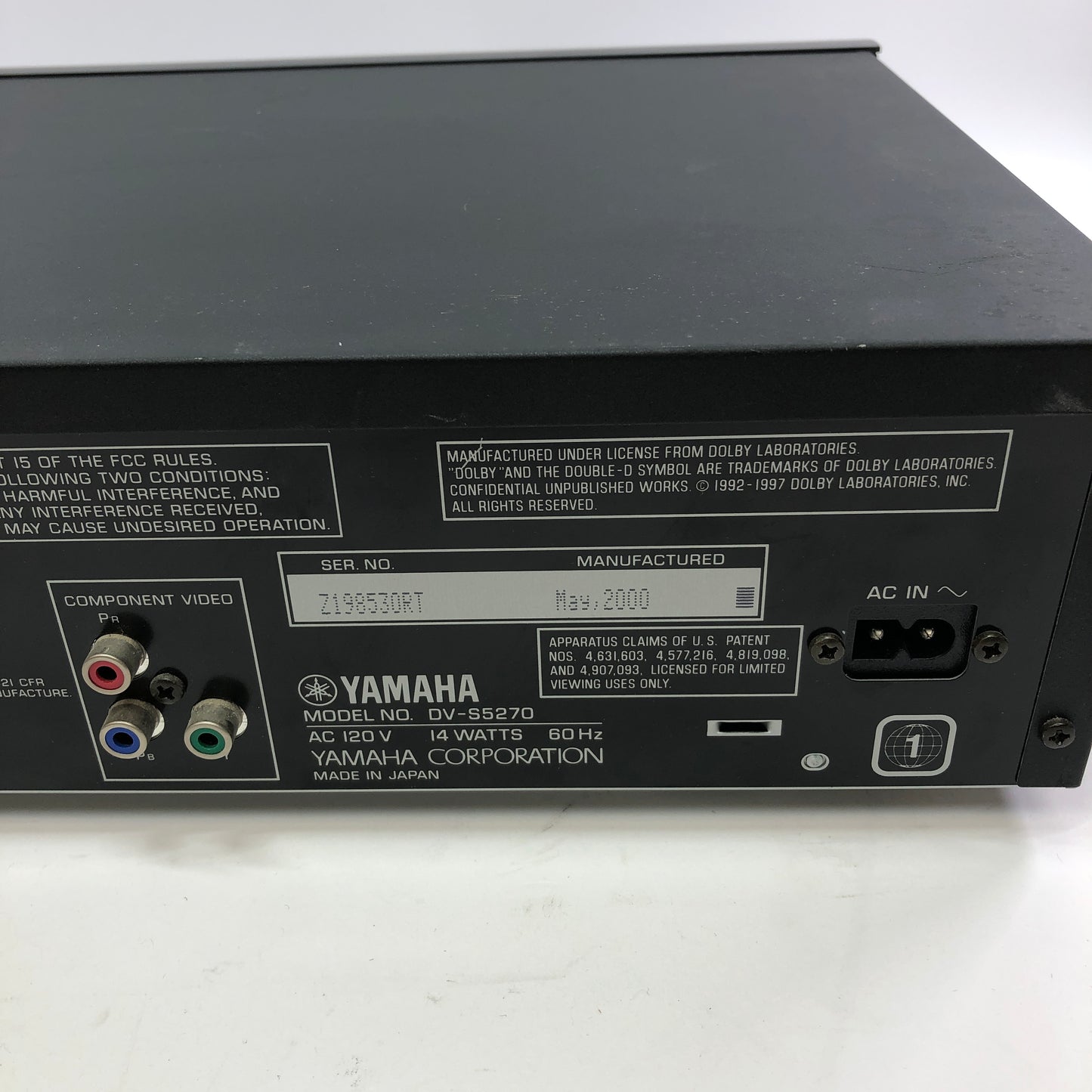 Yamaha DV-S5270 Natural Sound DVD/ Video CD/ CD Player w/ Remote