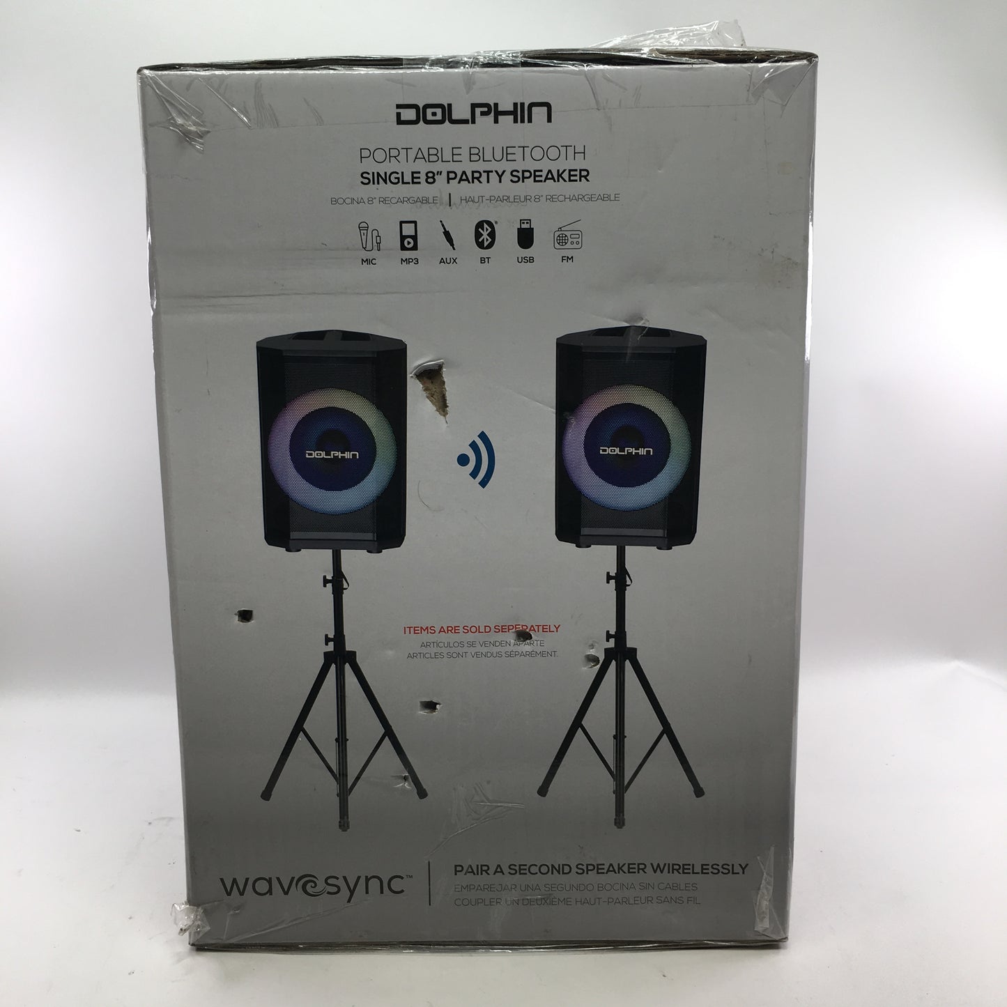 New Dolphin Bocina 8" Rechargeable Party Speaker Black SP-880RBT