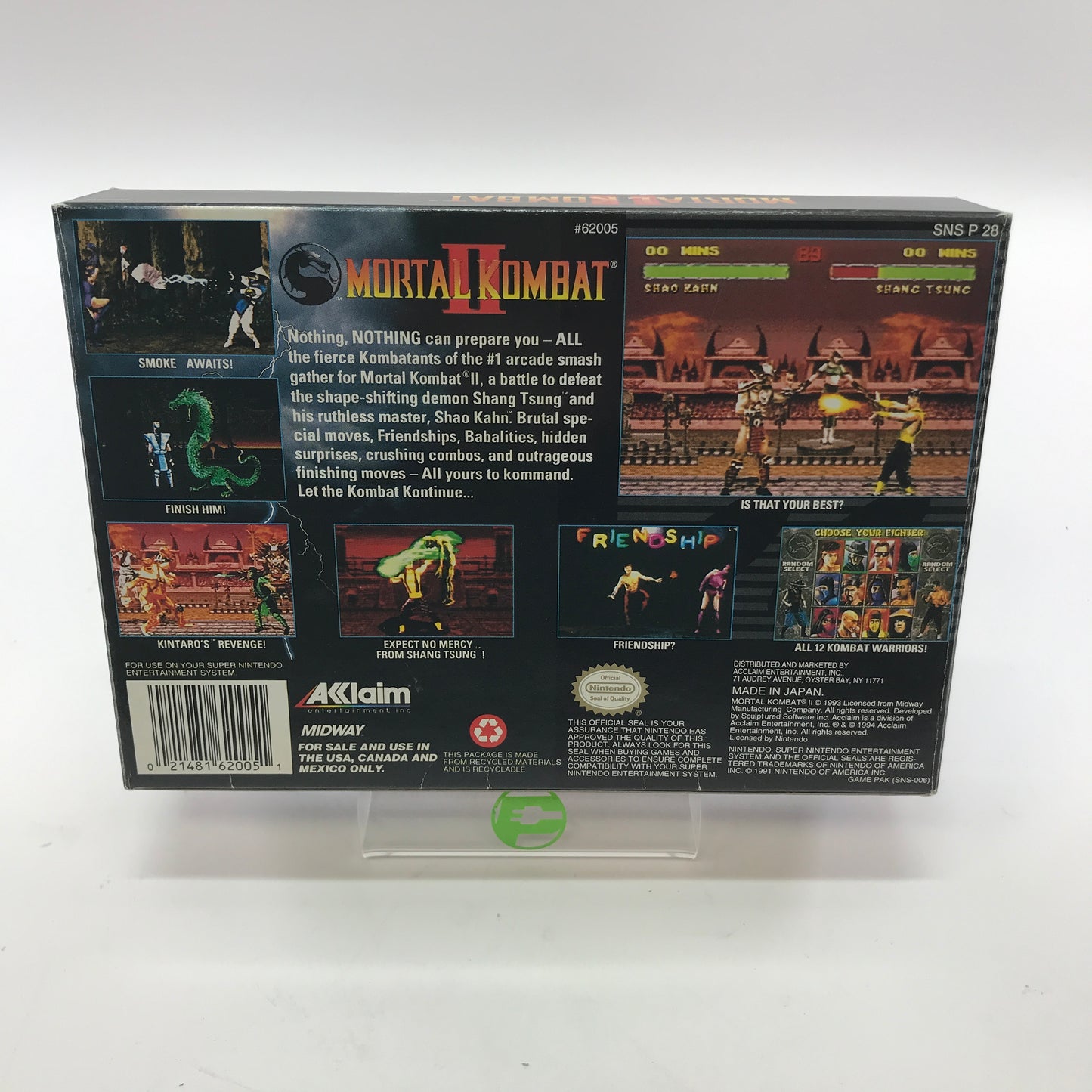 Mortal Kombat II (Super Nintendo SNES, 1994) Tested Works