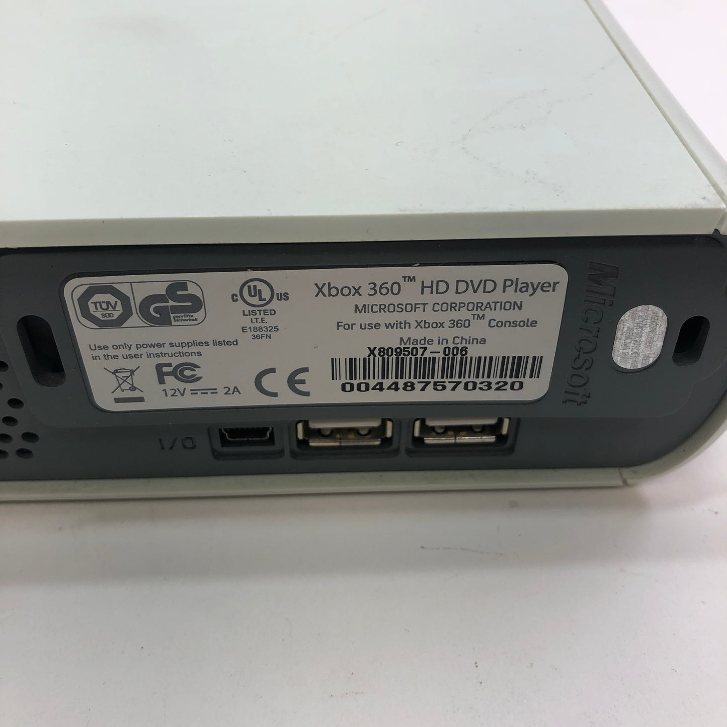 Microsoft XBox 360 HD DVD Player White X809507-006 For Xbox 360
