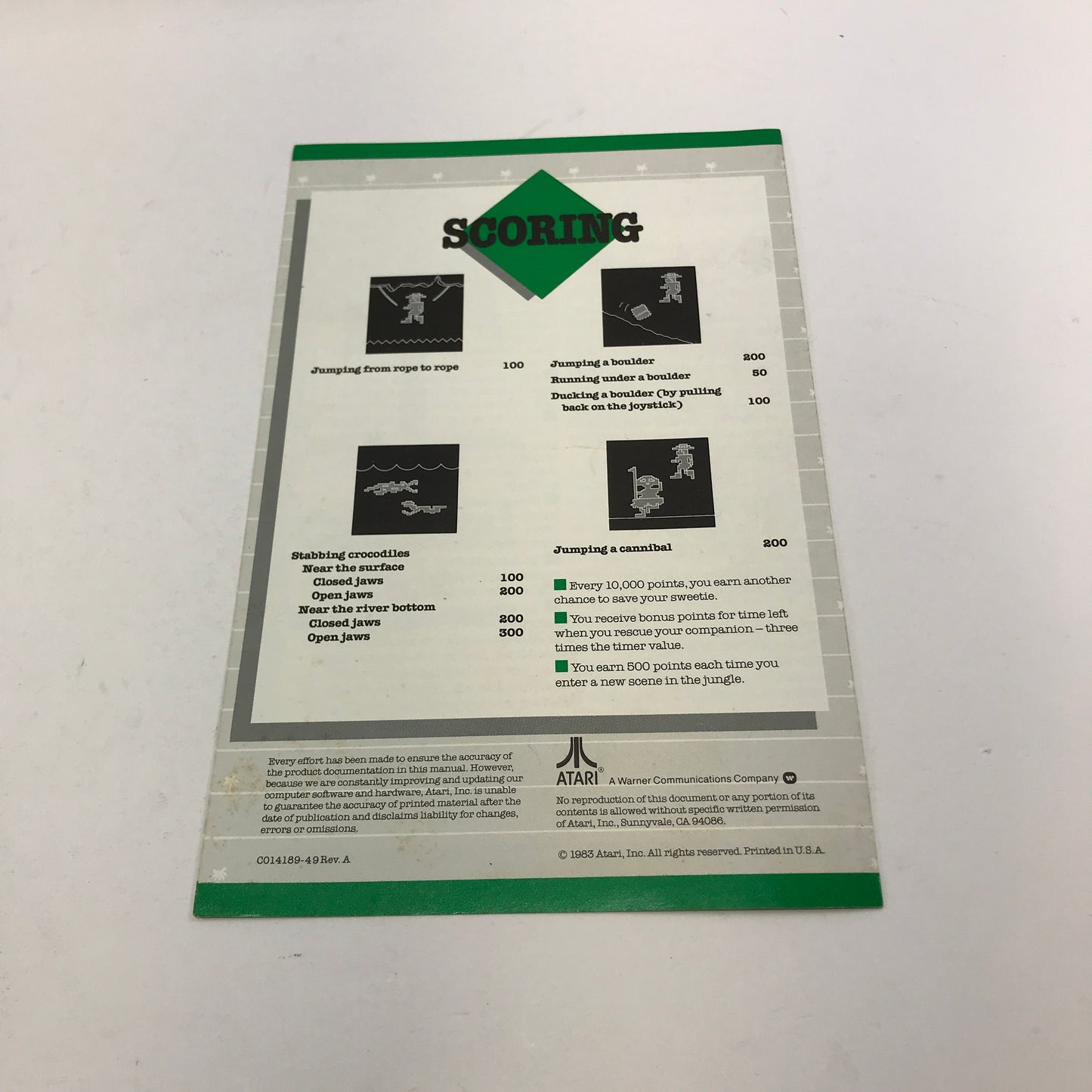 Jungle Hunt (Atari 400, 1981) Manual and Cartridge Only