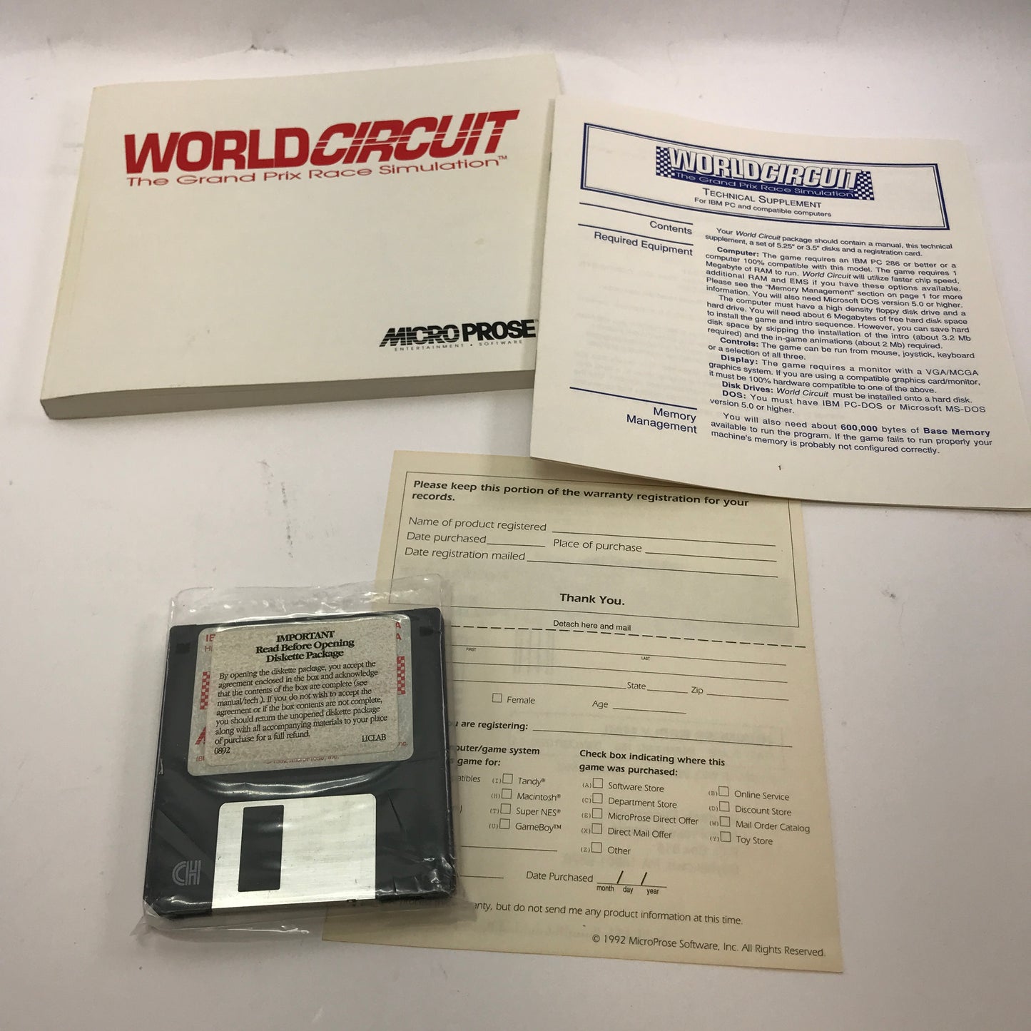 WorldCircuit The Grand Prix Race Simulation (PC, 1992) CIB