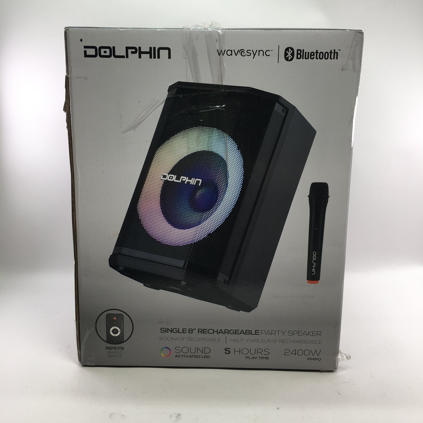 New Dolphin Bocina 8" Rechargeable Party Speaker Black SP-880RBT