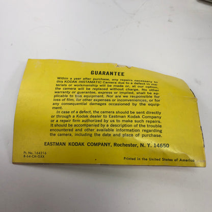 Kodak Instamatic 100 35MM Film Camera w Instruction Booklet