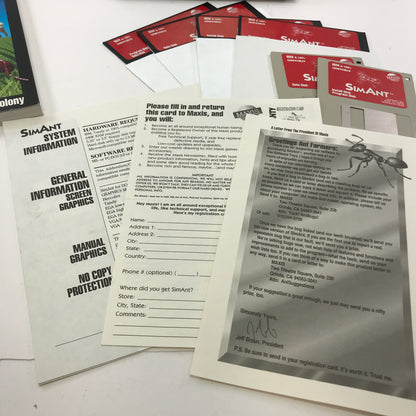 SimAnt (PC, 1991) Maxis Big Box w All Floppy Disks and Manuals