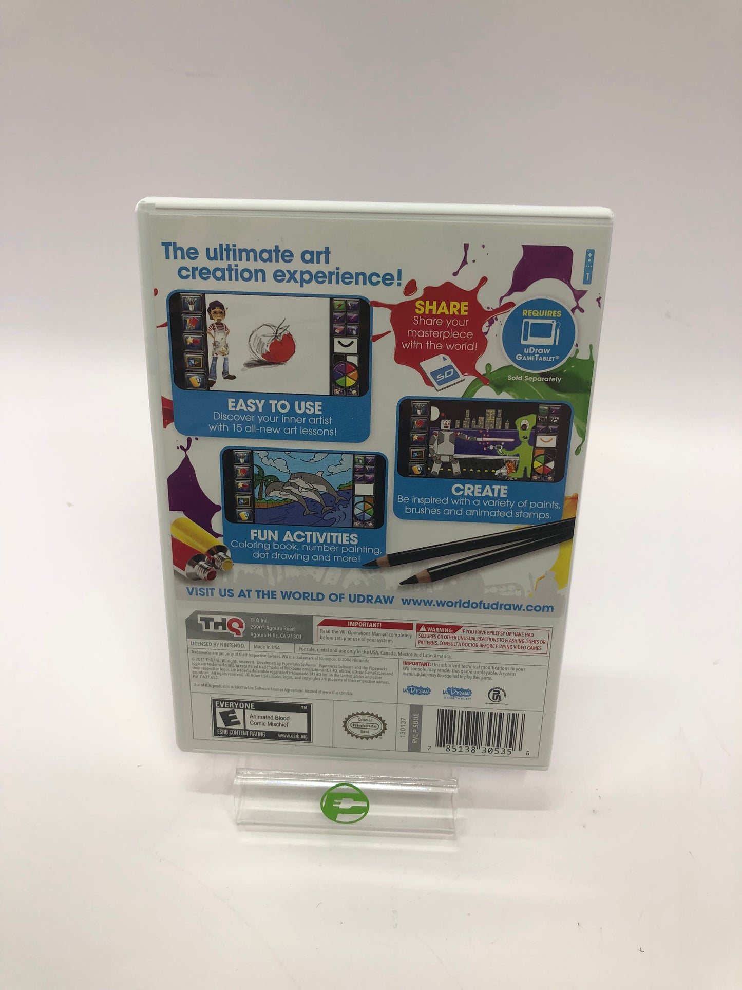 Nintendo Wii uDraw Tablet Black w 3 Games [Pictonary, andUDraw Studio Disc Only]