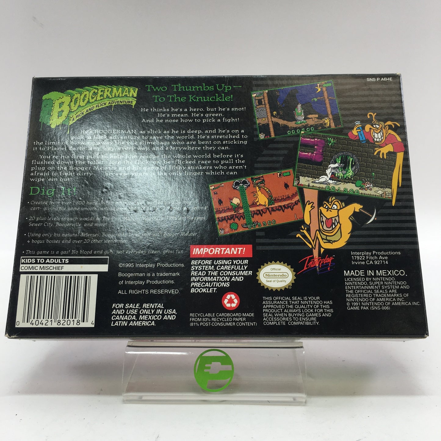 Boogerman A Pick and Flick Adventure (Super Nintendo SNES, 1995)