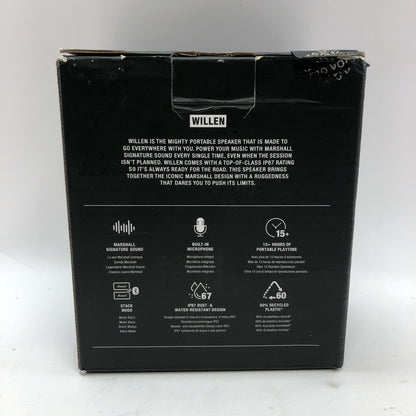 Marshall Willen Portable Bluetooth Speaker Black Tested and Working