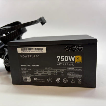 PowerSpec PS1 750GSM' PS1750GSM 80 Plus Gold 750W Semi Modular Power Supply