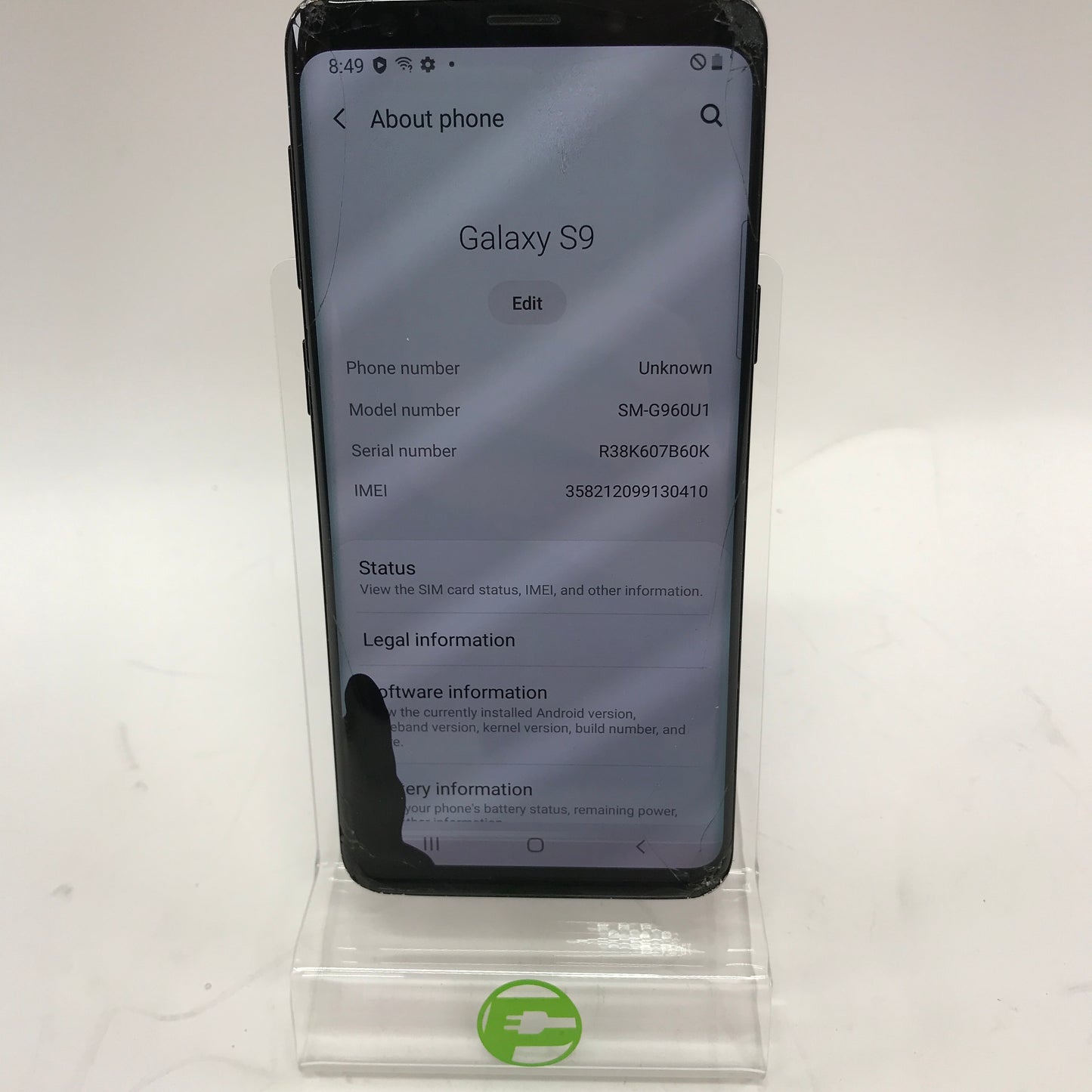 Broken Unlocked Samsung Galaxy S9 64GB SM-GU1 Cracked Screen Parts Only READ