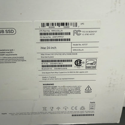 2024 Apple iMac 24" M4 10 Core 4.5GHz 16GB RAM 256GB SSD Silver A3137