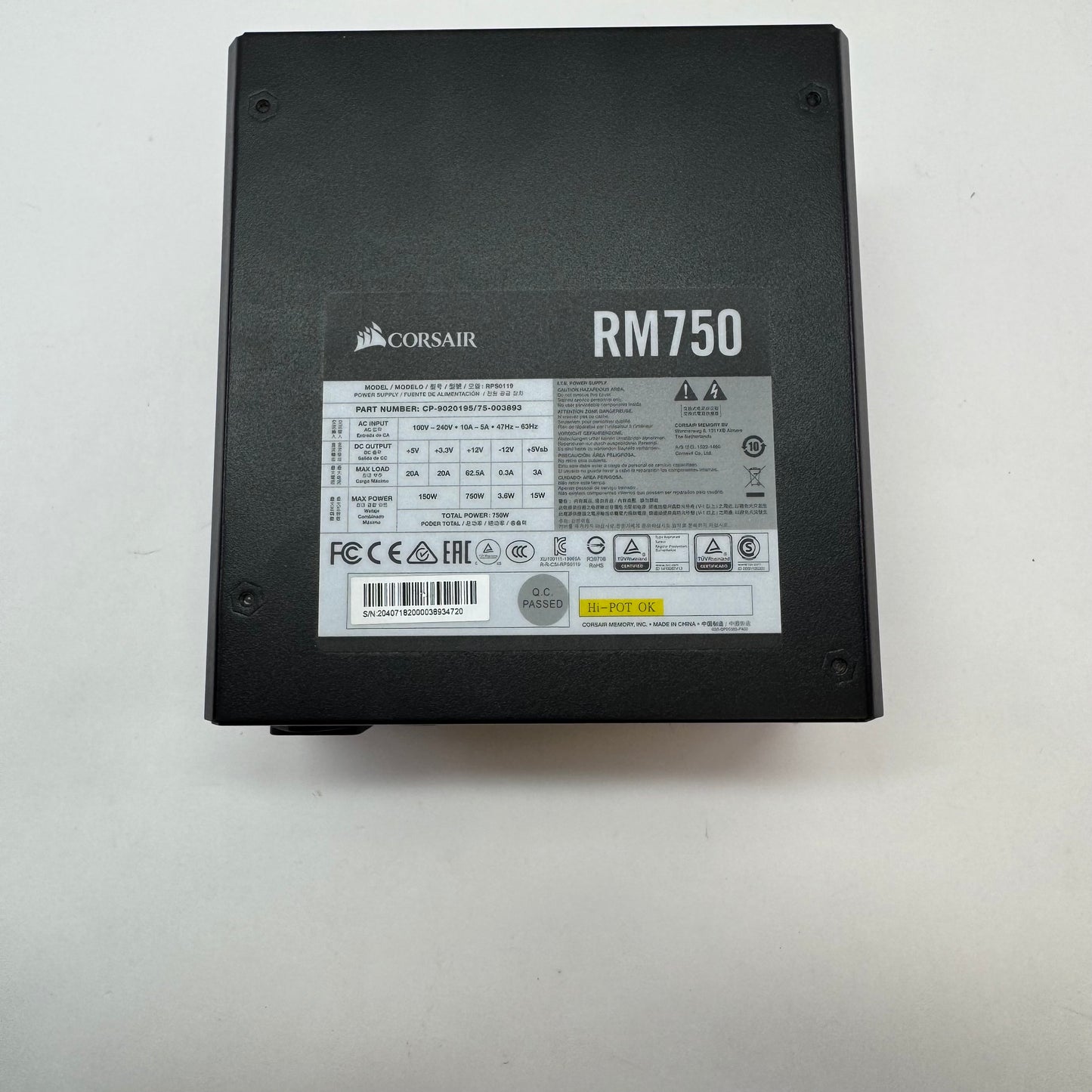 Corsair RM750 RPS0119 80 Plus 750W Fully Modular Power Supply