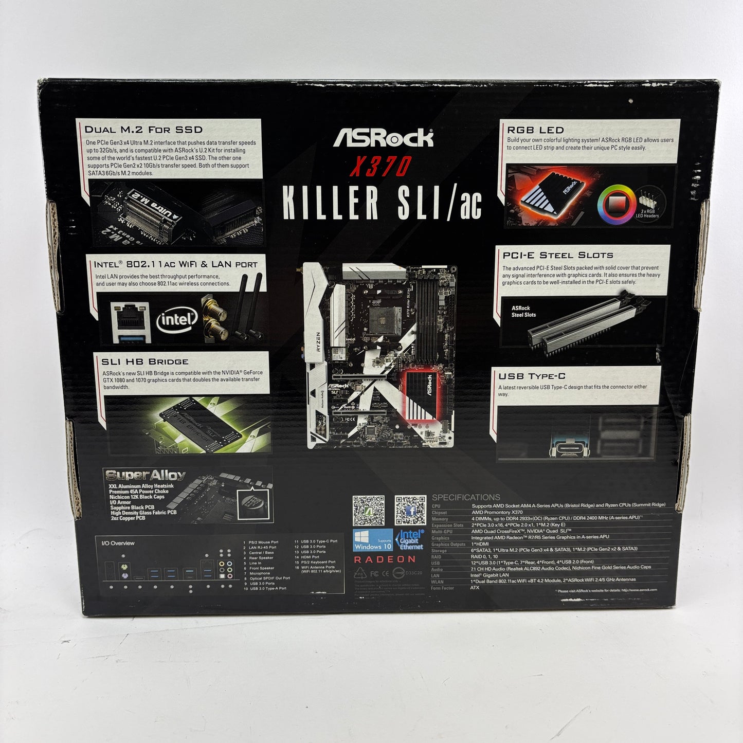 AsRock X370 Killer SLI AM4 ATX Gaming Motherboard With Wifi