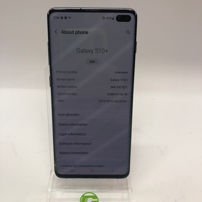 Broken Verizon Samsung Galaxy S10 Plus 128GB SM-G975U1 Cracked Screen Parts Only