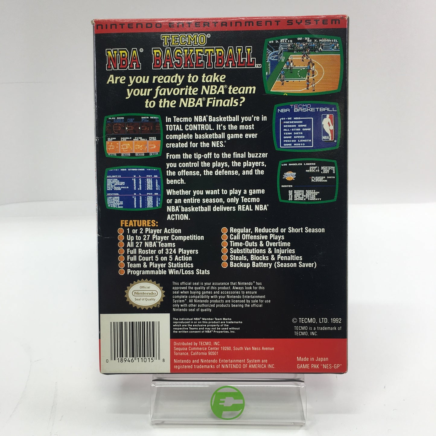 Tecmo NBA Basketball (Nintendo NES, 1992) Tested Original Box w Manual