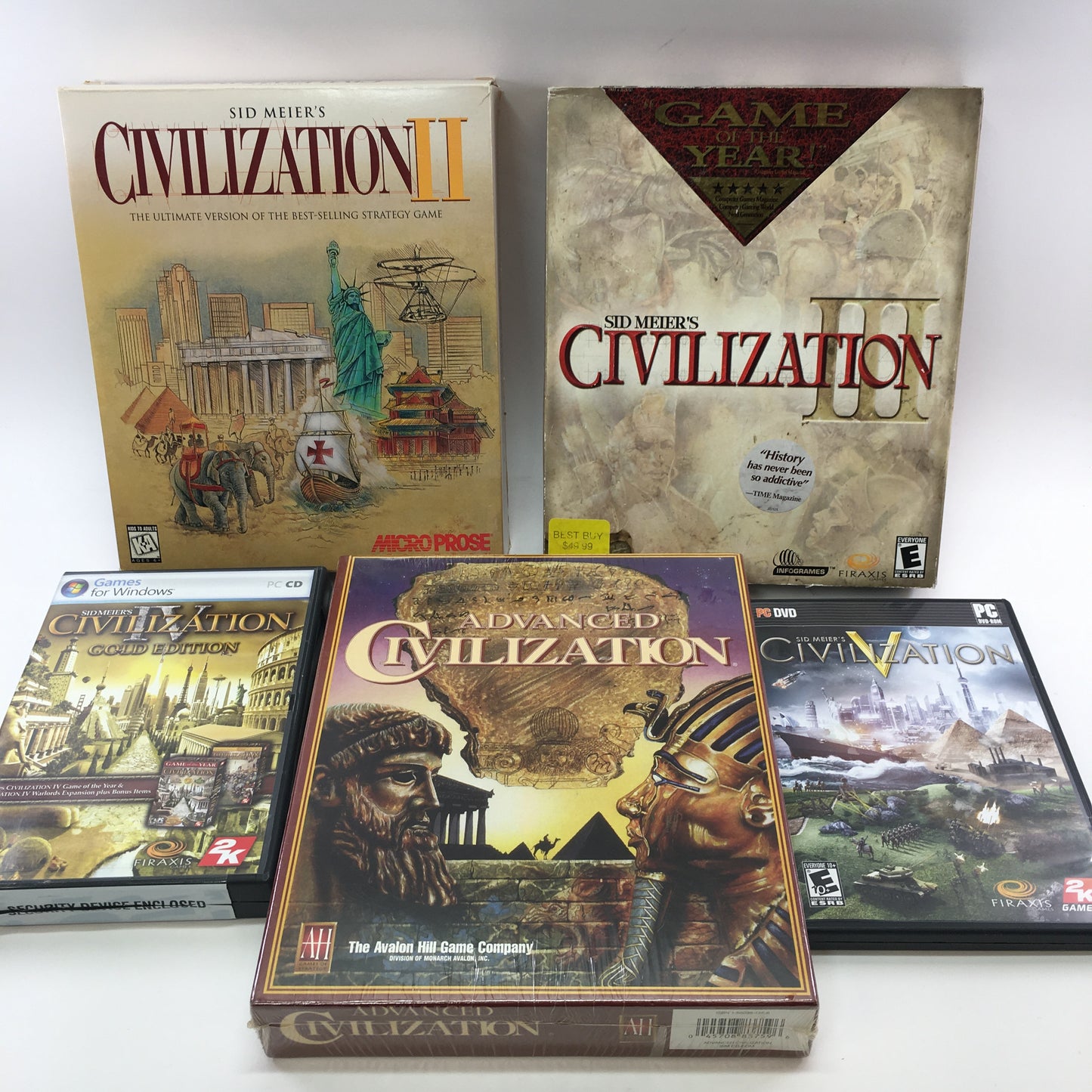Sid Meier's Civilization [2-5] and Avalon Hill's Advanced Civilization for PC