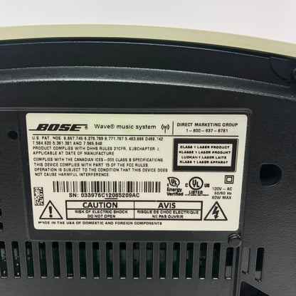 Bose Wave Music System Stereo Speaker, With Power Cable, Aux Cable, and Remote