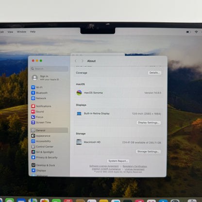 2024 Apple MacBook Air 13.6" M3 8C GPU 4.0GHz 8GB RAM 256GB SSD A3113