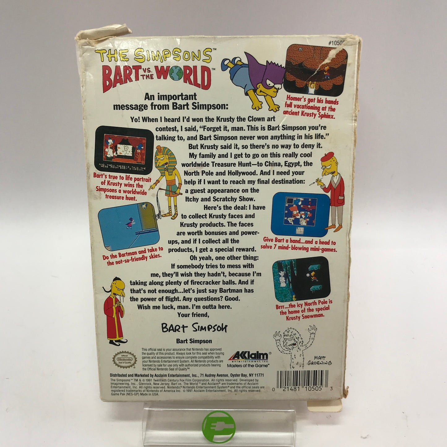 The Simpsons Bart vs the World (Nintendo NES, 1991) CIB w Dust Sleeve