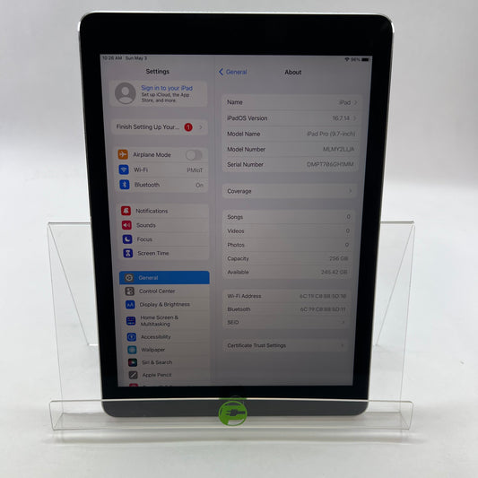 WiFi Only Apple iPad Pro 9.7" MLMY2LL/A 256GB Space Gray