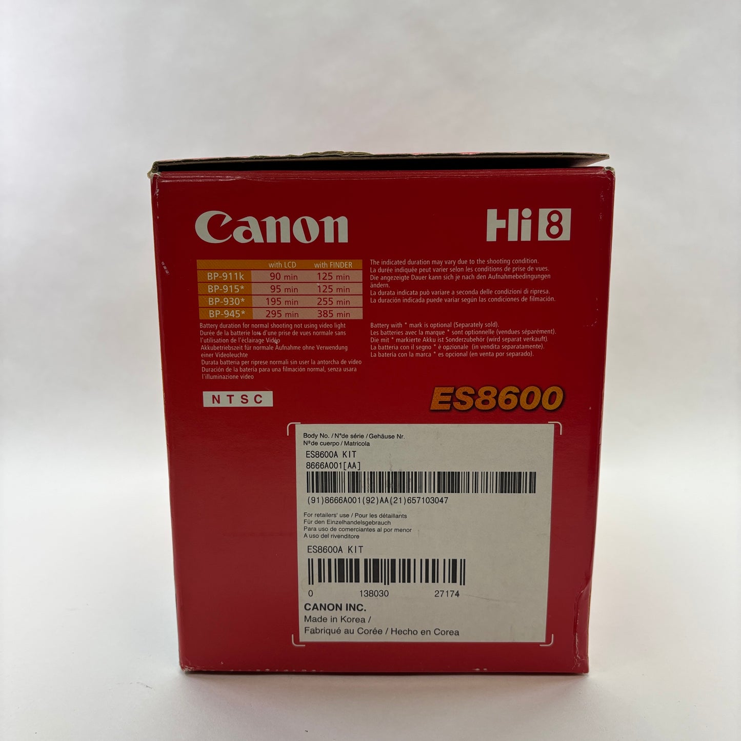 Canon ES8600 0.27MP Hi8 Analog camcorder