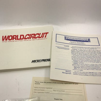 WorldCircuit The Grand Prix Race Simulation (PC, 1992) CIB