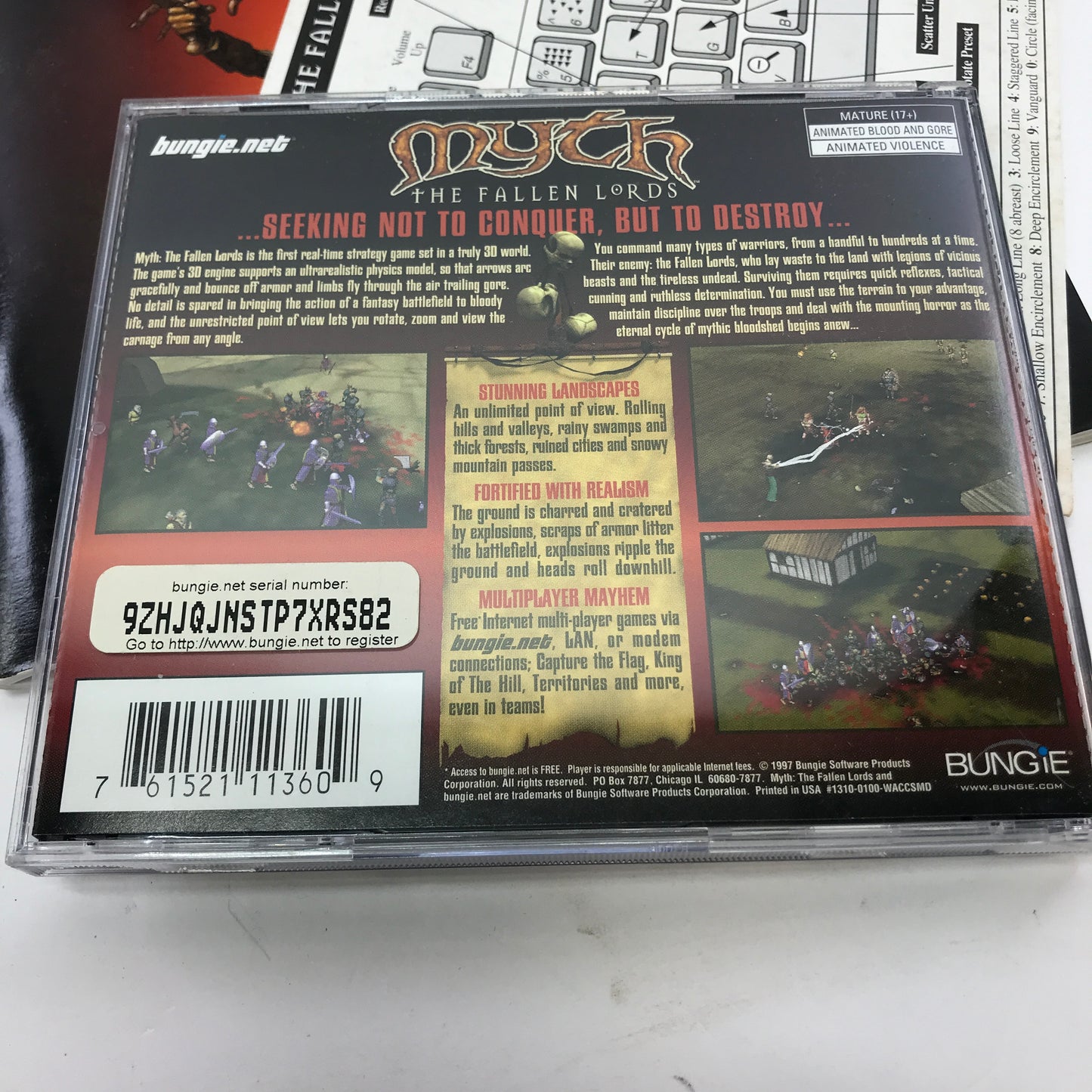 Myth: The Fallen Lords (PC, 1997) w Manual and Quick Reference Card