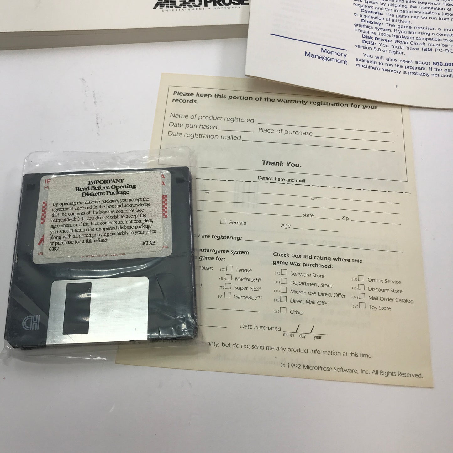 WorldCircuit The Grand Prix Race Simulation (PC, 1992) CIB