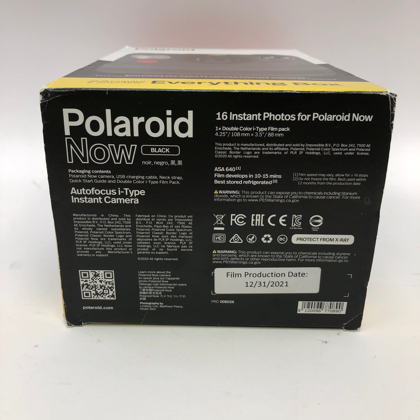 New Polaroid Now Black Autofocus i-Type Instant Camera PRD009028 With Extra Film