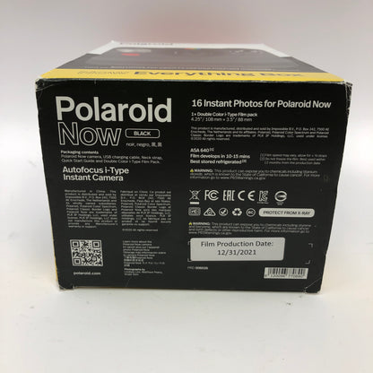New Polaroid Now Black Autofocus i-Type Instant Camera PRD009028 With Extra Film