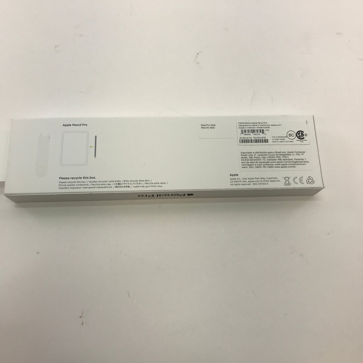 Apple Pencil Pro Smart Pencil Stylus White MX2D3AM/A  Original Box Engraved READ