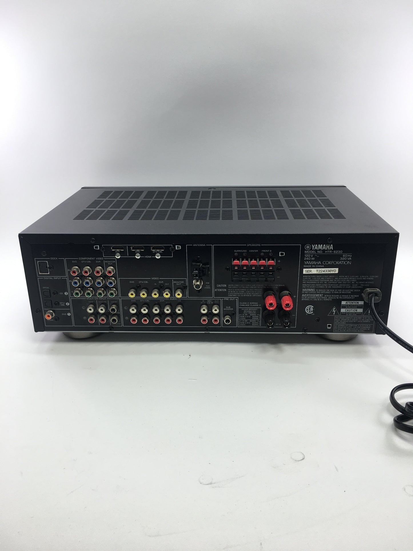 Yamaha Natural Sound AV Receiver HTR-6230 w/ Remote and Cables, Tested, READ